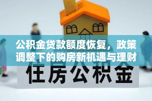 荔湾公积金贷款额度恢复，政策调整下的购房新机遇与理财规划