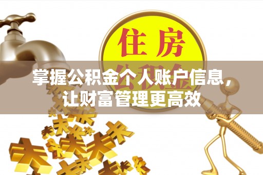 荔湾掌握公积金个人账户信息，让财富管理更高效